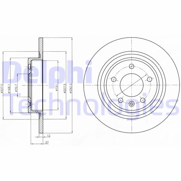 DELPHI ARKA FREN AYNASI 16 INÇ ASTRA J 09 ZAFIRA C 11 CRUZE 09 268.5x12x5DL DOLU 569075 OEM: 95527033-13502137-13502138-569071 - DELPHI BG4279 kodlu oto yedek parça görseli
