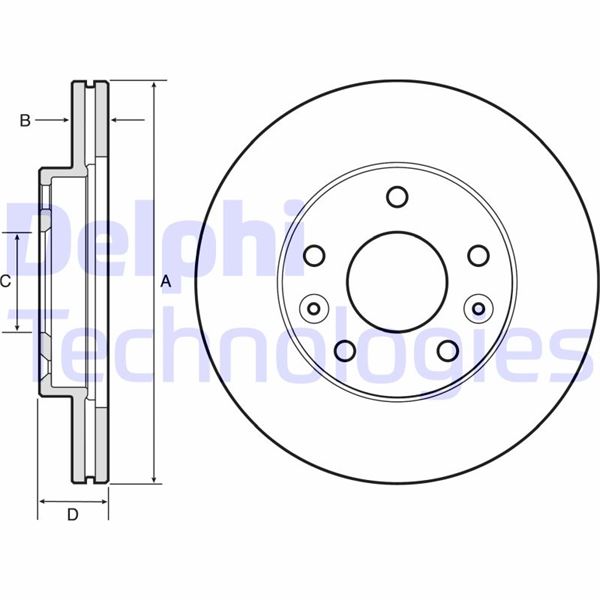 DELPHI ON FREN DISKI DACIA DUSTER I 10 18 DUSTER II 18 RENAULT MEGANE IV 15 DIŞ ÇAP: 269MM DISKI KALINLIĞI: 22.5MM 5 DELİK HAVALANDIRMALI OEM: 402061715R-402066300R-8660002096 - DELPHI BG4455 kodlu oto yedek parça görseli