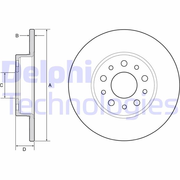 DELPHI FREN DİSKİ ARKA FIAT 500 L 12 EGEA 15 1.0 1.3 MTJ 1.4 1.6 MTJ 15 251x41x5 DELİK OEM: 51885409-52067389-52067390-51808471 - DELPHI BG4655C kodlu oto yedek parça görseli