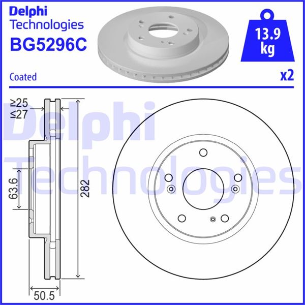 DELPHI ON FREN DISK AYNA FOCUS IV 17 OEM: JX611125AEB-2305503-JX611125AEA - DELPHI BG5296C kodlu oto yedek parça görseli