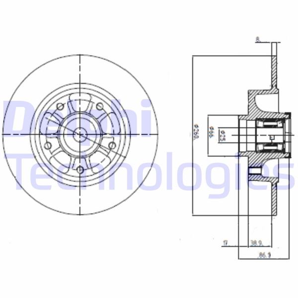 DELPHI ARKA FREN AYNASI RULMANLI RENAULT MEGANE III 09 FLUENCE 09 CLIO IV 12 SCENIC III 09 260x8x5DELİK 432001539R-432001868R-432007595R OEM: 432001539R-432001868R-432007595R - DELPHI BG9112RS kodlu oto yedek parça görseli