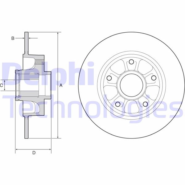 DELPHI FREN DİSKİ ARKA RENAULT MEGANE IV HB 16 RULMANLI ABS SENSÖRLÜ OEM: 432000166R-432009292R-432024629R - DELPHI BG9230RSC kodlu oto yedek parça görseli