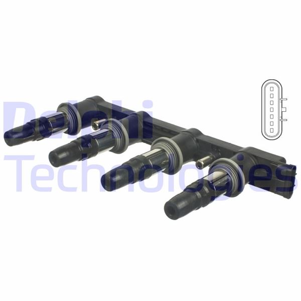 DELPHI ATEŞLEME BOBİNİ CHEVROLET AVEO 1.4 06 CRUZE 1.4-1.6-1.8 09 KALOS 1.4 05 LACETTI 1.4-1.6 05 96476979-25186686 OEM: 96476979-25186686 - DELPHI CE01840-12B1A kodlu oto yedek parça görseli