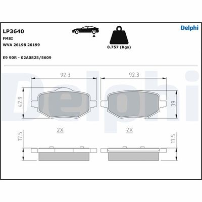 DELPHI ARKA FREN BALATASI OTOMATİK EL FRENİ CORSA F-C4-208-2008-DS3 OEM: 1643574280-1680301680 - DELPHI LP3640 kodlu oto yedek parça görseli