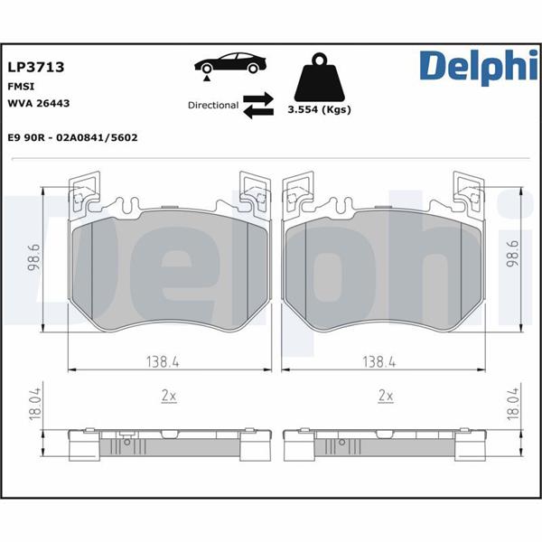 DELPHI FREN BALATASI ON MERCEDES W214 C236 A236 S214 X254 C254 W223 OEM: A0004200604 - DELPHI LP3713 kodlu oto yedek parça görseli