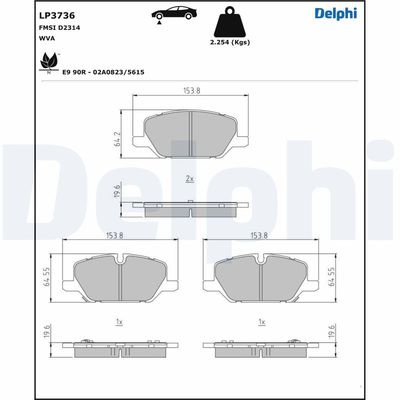 DELPHI ÖN FREN BALATASI OPEL INSIGNIA B 18 17 İNÇ JANT 1680880180-84120877-42794673 OEM: 1680880180-84120877-42794673 - DELPHI LP3736 kodlu oto yedek parça görseli
