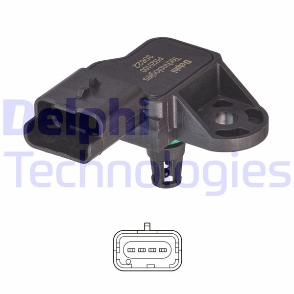 DELPHI EMME MANİFOLD BASINÇ MAP SENSÖRÜ P207-P308-P5008-PARTNER-BERLINGO-C3-C4-DS3 1.4-1.6 16V VTi OEM: 1920.LW-V753981180-13627539811 - DELPHI PS20100-12B1 kodlu oto yedek parça görseli