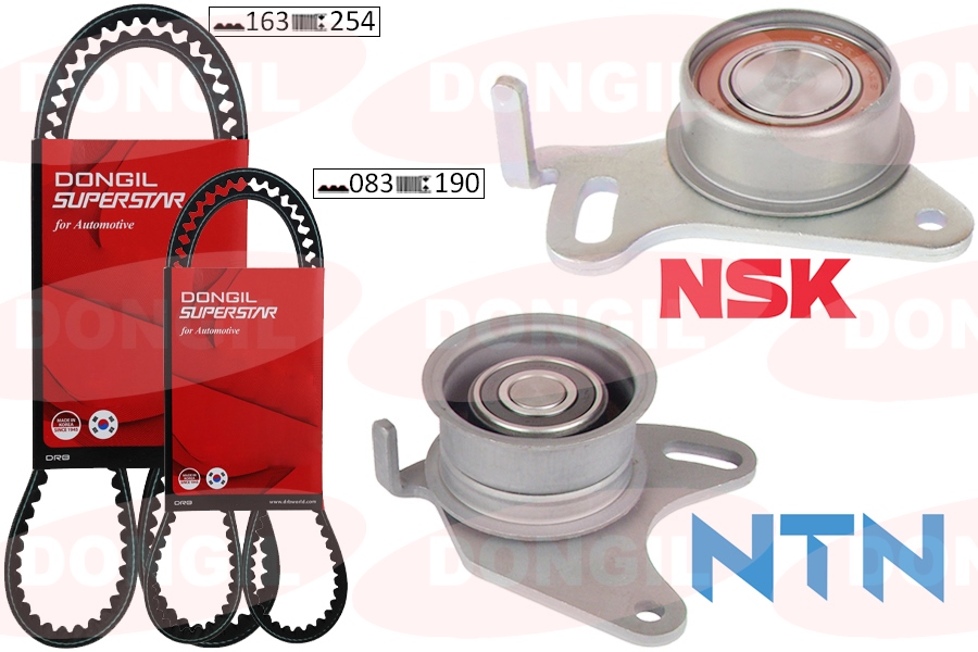 DONGIL TRİGER KAYIŞ SETİ EKSANTRİK SETİ HYUNDAI H100 2.5L D4BX 4D55 PANELVAN. KAMYONET E.M. 88-96 / MITSUBISHI L200 L300 2.5L 4D56 8v E.M. 86-99 2 KAYIŞ 2 RULMAN 163x250 083X190 OEM: 2431242101-2335642011-2431742000 - DONGIL KIT163ZBS25-83RU19 kodlu oto yedek parça görseli