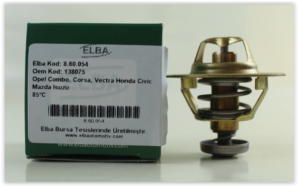 ELBA TERMOSTAT 85C OPEL ASTRA H 1.7CDTI-COMBO 1.7D-CORSA B 1.5D-CORSA C 1.7DTI-VECTRA B 1.7TD 19301PLZD00 OEM: 19301PLZD00 - ELBA 860054 kodlu oto yedek parça görseli