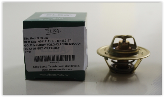 ELBA TERMOSTAT BORA-CADDY-GOLF-PASSAT-POLO-T5-SHARAN-OCTAVIA-FABIA-TOLEDO-IBIZA-CORDOBA-A3-A4-A6-TT 87C 050121113C-MN980137 OEM: 050121113C-MN980137 - ELBA 860089 kodlu oto yedek parça görseli