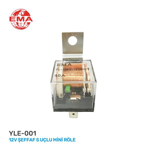 EMA MİNİ ROLE 12V 5 UÇLU 40Ah LED Lİ ŞEFFAF SU GEÇİRMEZ ÇİFT PLATİN  - EMA YLE-001 kodlu oto yedek parça görseli