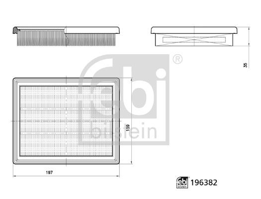 FEBI HAVA FILTRESI RENAULT AUSTRAL 24> RAFALE 24> 1.2 HYRIB H5F 200 BG E-TECH OEM: 165460392R - FEBI 196382 kodlu oto yedek parça görseli