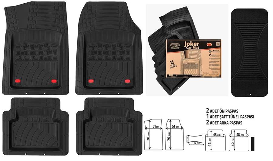 GMAT JOKER PASPAS ÜNİVERSAL 4D EXTRA DERİN HAVUZLU - SİYAH OTO PASPASI 5 PARÇA 1.KALİTE OEM: UNIVERSAL - GMAT 20610001 kodlu oto yedek parça görseli