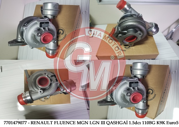 GUA TURBO ŞARJ RENAULT FLUENCE MGN LGN III QASHGAİ DACIA DUSTER 4X4 LODGY 1.5dcı 110BG K9K Euro5 7701479077-144112505R-144113843R OEM: 7701479077-144112505R-144113843R - GUA 40609 kodlu oto yedek parça görseli