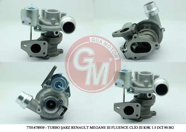 GUA TURBO ŞARJ RENAULT CAPTUR CLİO III CLİO IV MEGANE III FLUENCE KANGO SYMBOL II III TWİNGO II K9K 1.5 DCİ 86-90 BG OEM: 7701478939-144118936R-144110429R - GUA 40618 kodlu oto yedek parça görseli