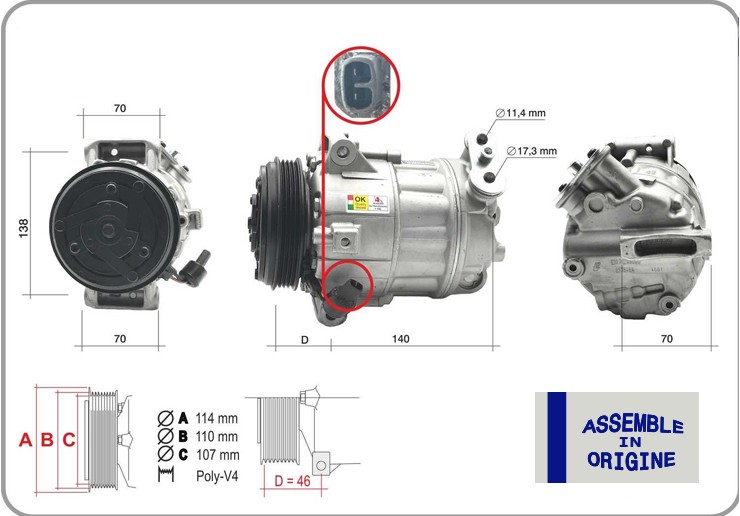 GUA KLİMA KOMPRESÖRÜ SIFIR ÜRÜN FİAT DUCATO MULTİJET 2.2D 2.3D 2.0D OEM: 71796979-1391387080-5802212928 - GUA 51323 kodlu oto yedek parça görseli