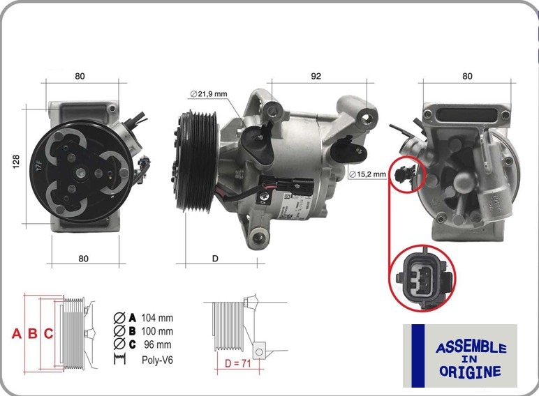 GUA KLİMA KOMPRESÖRÜ SIFIR ÜRÜN DACIA DUSTER-SANDERO-LOGAN MCV NİSSAN MICRA 1.5DCİ K9K OEM: 926005154R-926004475R - GUA 51326 kodlu oto yedek parça görseli
