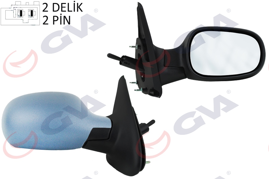 GVA DIŞ DİKİZ AYNASI SAĞ MEGANE 99 MEKANİK SENSÖRLÜ ASTARLI KONVEKS 2 FİŞ VM-129PSR OEM: 7701471859 - GVA 1011100 kodlu oto yedek parça görseli