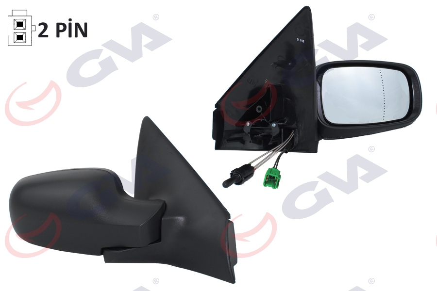GVA DIŞ DİKİZ AYNASI SAĞ MEGANE 03-08 MEKANİK KONVEKS SENSÖRLÜ CONVEX 2 FİŞ VM-138SR OEM: 7701054686 - GVA 1011120 kodlu oto yedek parça görseli