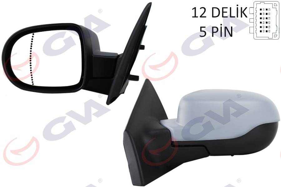 GVA DIŞ DİKİZ AYNASI SOL CLIO 09 ELEKTRİKLİ ISITMALI ASTARLI ASFERİK 5 FİŞ VM-6135EHPAL OEM: 7701071871 - GVA 1014191 kodlu oto yedek parça görseli