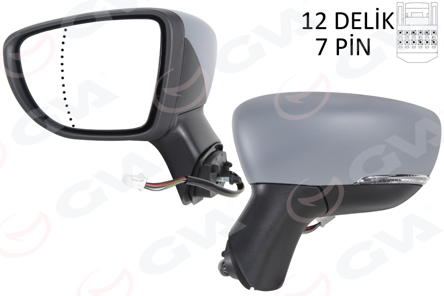 GVA DIŞ DİKİZ AYNASI SOL ELETRİKLİ ISITMALI SİNYALLİ ASTARLI ASFERİK CAPTUR 17- OEM: 963028590R - GVA 1014821 kodlu oto yedek parça görseli