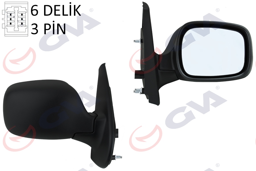 GVA DIŞ DİKİZ AYNASI SAĞ KANGOO 01 ELEKTRİKLİ ISITMALI ASFERİK 5 FİŞ VM-132NEHR 7700354639 OEM: 7700354639 - GVA 1016130 kodlu oto yedek parça görseli
