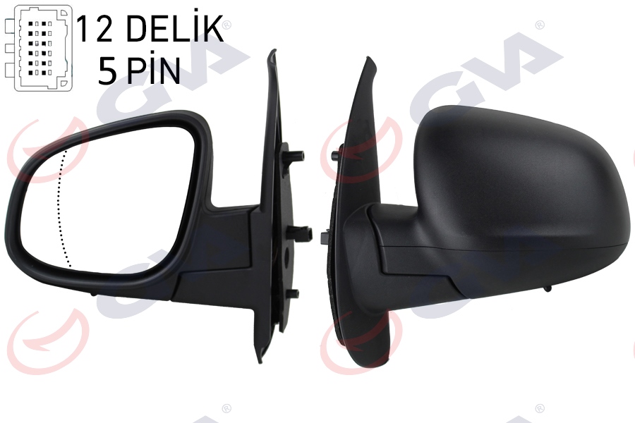 GVA DIŞ DİKİZ AYNASI SOL KANGOO-CITAN 13 ELEKTRİKLİ ISITMALI DESENLİ ASFERİK 5 FİŞ VM-6132EHAL 963027201R-963733548R OEM: 963027201R-963733548R - GVA 1016323 kodlu oto yedek parça görseli