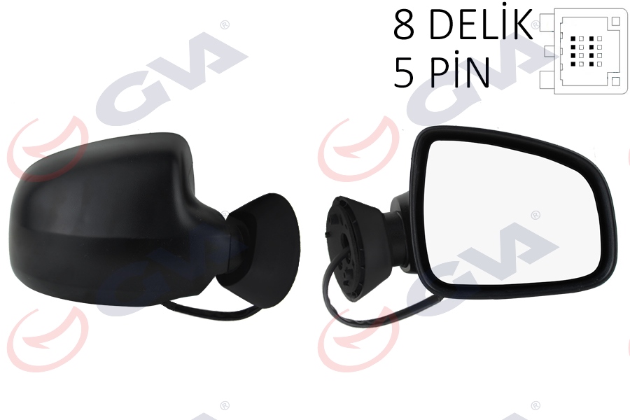 GVA DIŞ DİKİZ AYNASI SAĞ LOGAN SW-MCV 08 ELEKTRİKLİ ISITMALI KONVEKS 5 FİŞ VM-6801EHR 6001549679-963019589R OEM: 6001549679-963019589R - GVA 1019150 kodlu oto yedek parça görseli