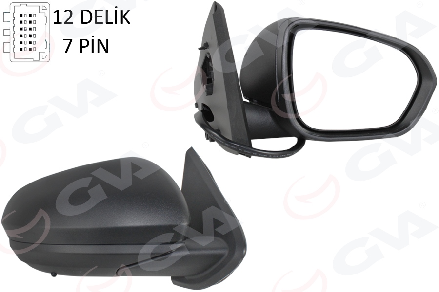 GVA DIŞ DİKİZ AYNASI SAĞ ELEKTRİKLİ ISITMALI SENSORLU ASTARLI DACIA DUSTER 18- 12H7P VM-6805EHPSR OEM: 963017708R-963745777R-963650114R - GVA 1019184 kodlu oto yedek parça görseli