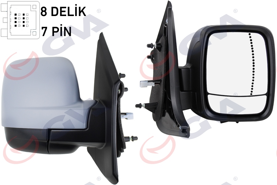 GVA DIŞ DİKİZ AYNASI SAĞ TRAFIC-VİVARO 14 ELEKTRİKLİ ISITMALI SENSÖRLÜ ASTARLI ASFERİK 6 FİŞ VM-976EHPSAR 963746264R-4422964-963651588R OEM: 963746264R-4422964-963651588R - GVA 1019410 kodlu oto yedek parça görseli