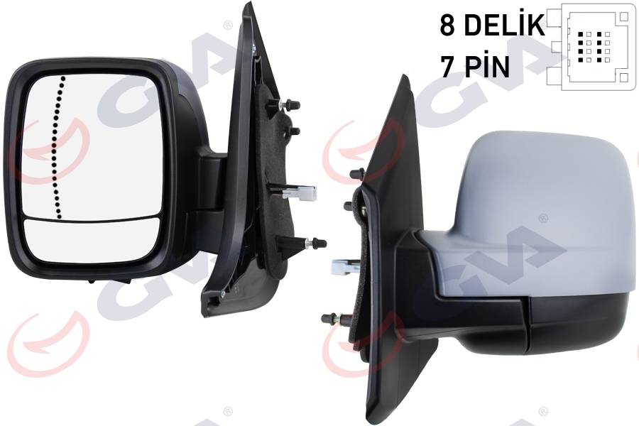 GVA DIŞ DİKİZ AYNASI SOL TRAFIC-VİVARO 14 ELEKTRİKLİ ISITMALI ASTARLI ASFERİK 5 FİŞ VM-976EHPAL OEM: 963666705R-963025418R-4422997 - GVA 1019411 kodlu oto yedek parça görseli