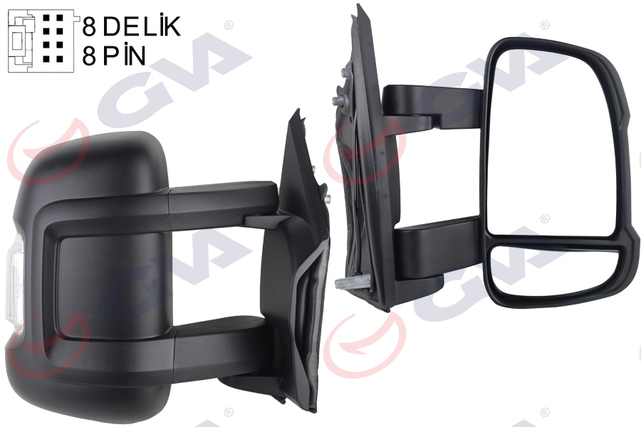GVA DIŞ DİKİZ AYNASI SAĞ DUCATO-BOXER-JUMPER 06 ELEKTRİKLİ ISITMALI SİNYALLİ ORTA UZUN KOL KONVEKS 8 FİŞ VM-6202EHR OEM: 8153.W2-1635194180-735661845 - GVA 1027152 kodlu oto yedek parça görseli