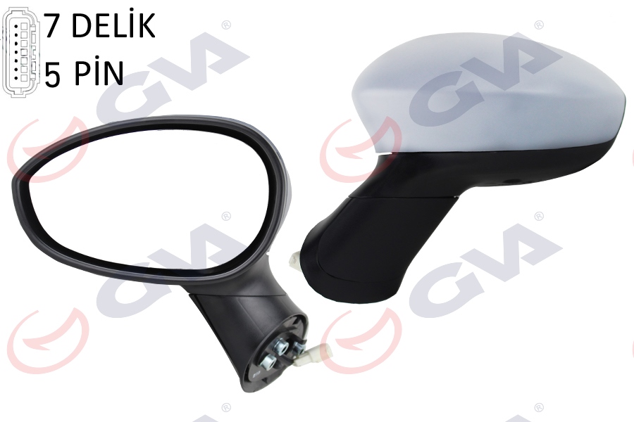GVA DIŞ DİKİZ AYNASI SOL GRANDE PUNTO 06 LINEA 07 ELEKTRİKLİ ISITMALI ASTARLI SENSÖRLÜ KONVEKS 5 FİŞ VM-6156EHPL OEM: 735410433-735413382-735410640 - GVA 1028240 kodlu oto yedek parça görseli
