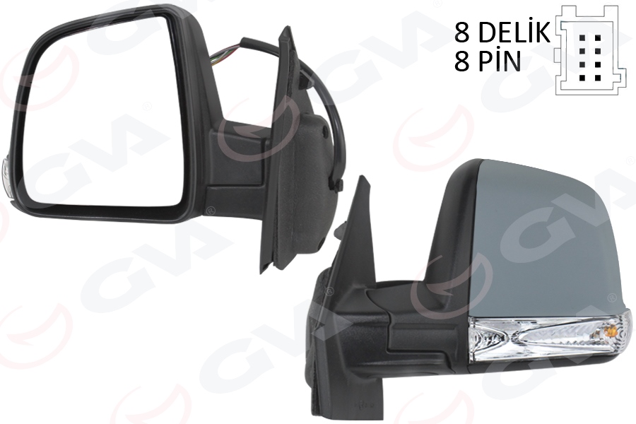 GVA DIŞ DİKİZ AYNASI ELEKTRİKLİ SOL DOBLO III 2011 MD. SİNYALLİ KATLANIR / POWER FLOK ASTARLI 8 FİŞ 735645708 OEM: 735645708 - GVA 1029115 kodlu oto yedek parça görseli