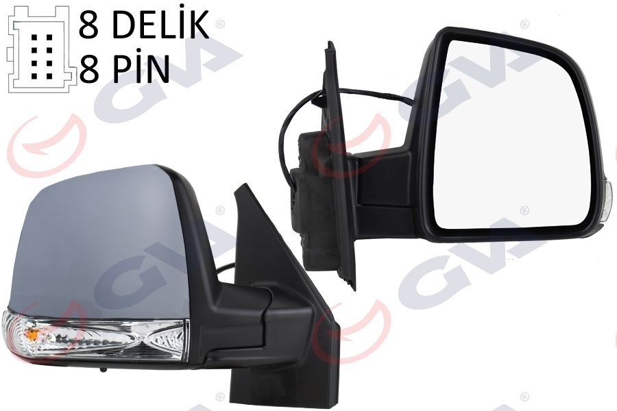 GVA DIŞ DİKİZ AYNASI SAĞ DOBLO 11 ELEKTRİKLİ SİNYALLİ ASTARLI TEK CAM SENSÖRLÜ KONVEKS 8 FİŞ VM-668EHPSR 735528041 OEM: 735528041 - GVA 1029174 kodlu oto yedek parça görseli