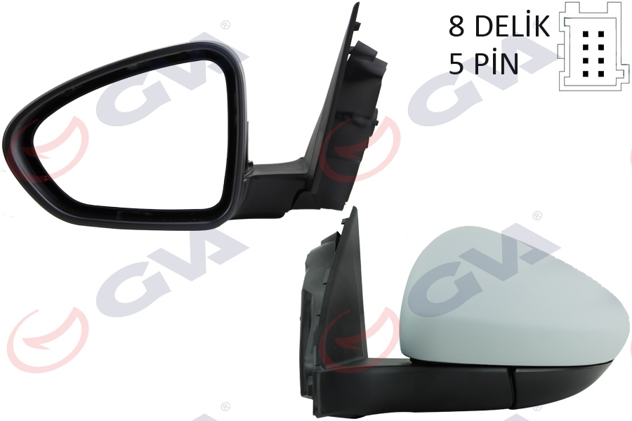 GVA DIŞ DİKİZ AYNASI SOL EGEA 15 ELEKTRİKLİ ISITMALI ASTARLI KONVEKS 5 FİŞ VM-6157EHPL OEM: 735646195-735656599 - GVA 1029211 kodlu oto yedek parça görseli
