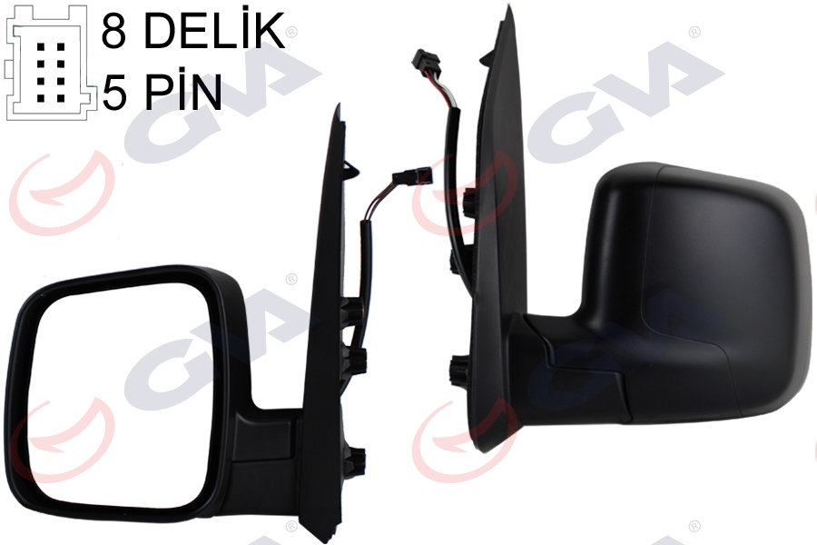 GVA DIŞ DİKİZ AYNASI SOL FIORINO-BIPPER-NEMO 07 ELEKTRİKLİ ISITMALI KONVEKS 5 FİŞ VM-6115EHL OEM: 735460571-8153.VJ-735714776 - GVA 1029331 kodlu oto yedek parça görseli