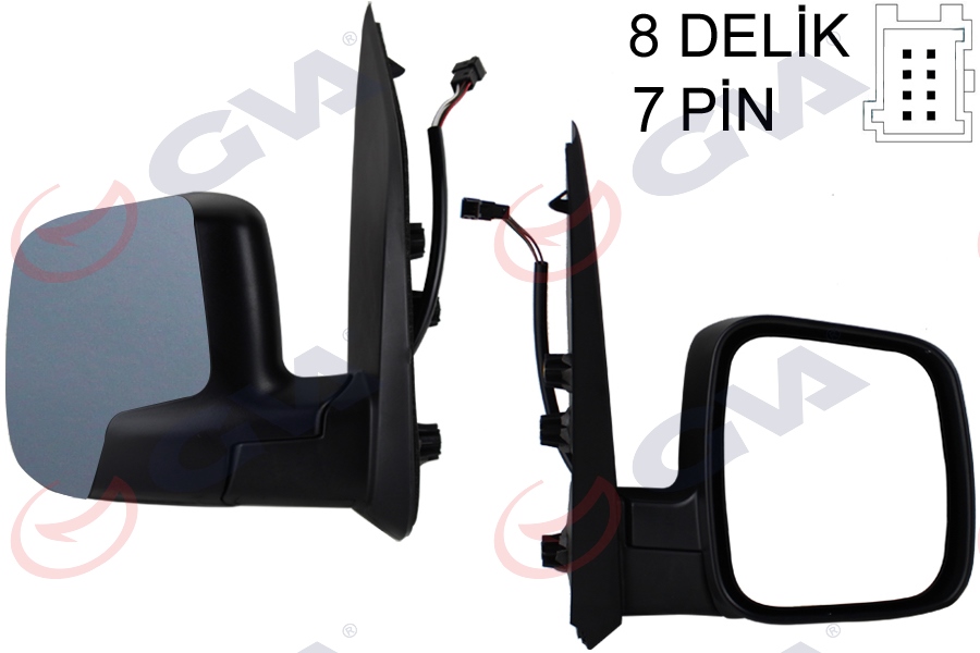 GVA DIŞ DİKİZ AYNASI SAĞ FIORINO-BIPPER-NEMO 07 ELEKTRİKLİ ISITMALI SENSÖRLÜ ASTARLI KONVEKS 7 FİŞ VM-6115EHPSR OEM: 735460567-8153.VH - GVA 1029332 kodlu oto yedek parça görseli