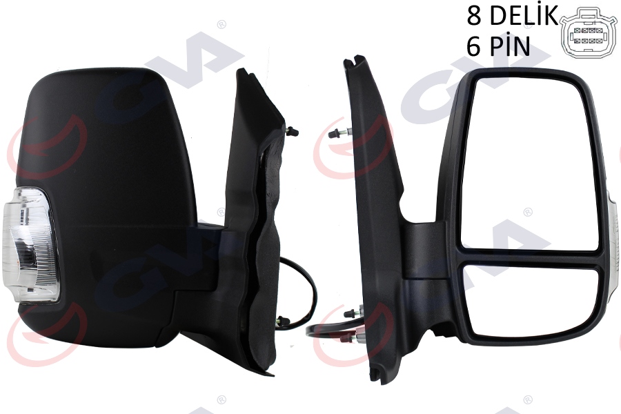 GVA DIŞ DİKİZ AYNASI SAĞ TRANSIT 14 ELEKTRİKLİ ISITMALI BEYAZ SİNYALLİ DESENLİ KONVEKS 6 FİŞ VM-6329EHR OEM: 1911125-BK3117682EA5JA - GVA 1032100 kodlu oto yedek parça görseli
