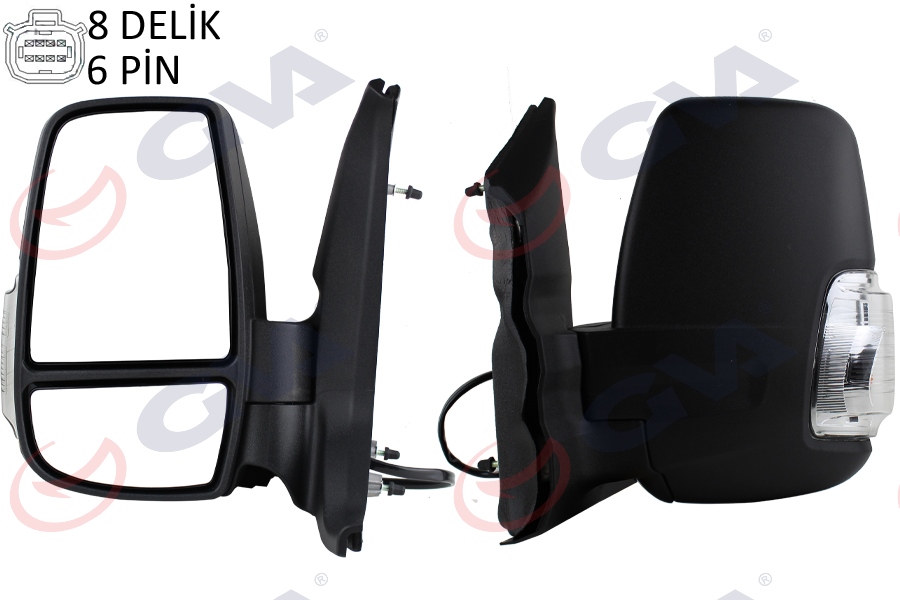GVA DIŞ DİKİZ AYNASI SOL TRANSIT 14 ELEKTRİKLİ ISITMALI BEYAZ SİNYALLİ DESENLİ KONVEKS 6 FİŞ VM-6329EHL OEM: 1911145-BK3117683EA5JA - GVA 1032101 kodlu oto yedek parça görseli