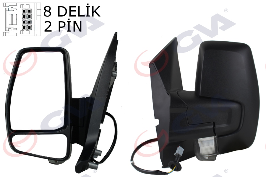 GVA DIŞ DİKİZ AYNASI SAG TRANSİT CUSTOM V362 12 MEKANİK DESENLİ SİNYALLİ KONVEKS OEM: BK21 17683 EL5JA6 2123241 - GVA 1032211 kodlu oto yedek parça görseli