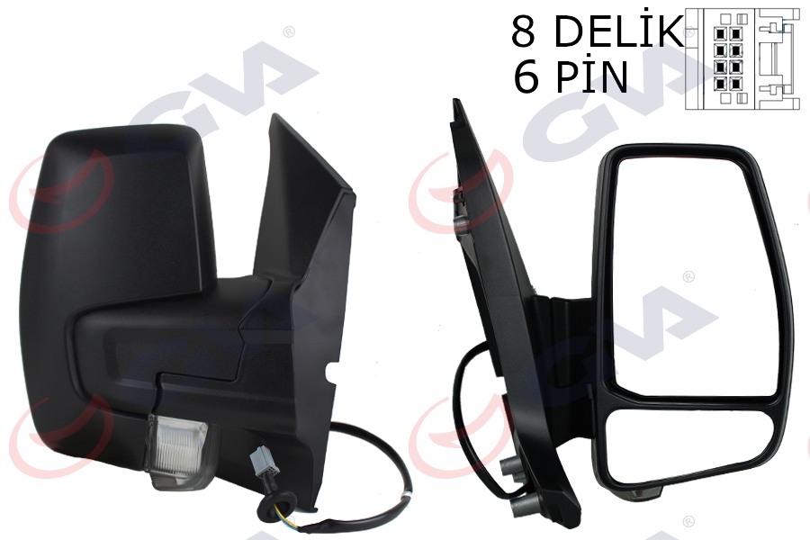 GVA DIŞ DİKİZ AYNASI SAĞ TRANSİT CUSTOM V362 12 17 ELEKTİRİKLİ ISITMALI DESENLİ SİNYALLİ BK21 17682 BL5JA6-2123231 OEM: BK21 17682 BL5JA6-2123231 - GVA 1032214 kodlu oto yedek parça görseli