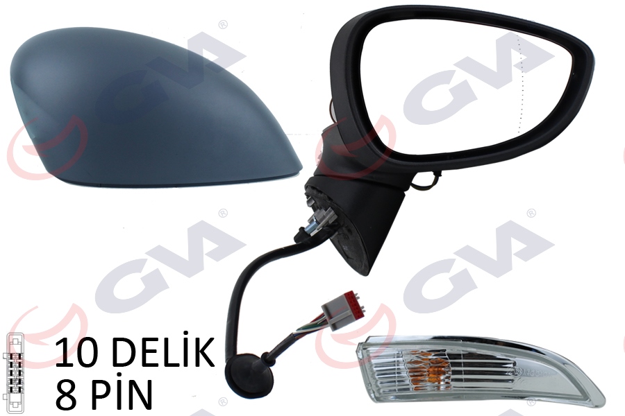 GVA DIŞ DİKİZ AYNASI SAĞ FIESTA 12 ELEKTRİKLİ ISITMALI KATLANIR SİNYALLİ ASTARLI ASFERİK 10 FİŞ VM-6326NEBAR 1748313 C1BB17682GA-1594546-1542155-1671414 OEM: C1BB17682GA-1594546-1542155-1671414 - GVA 1037231 kodlu oto yedek parça görseli