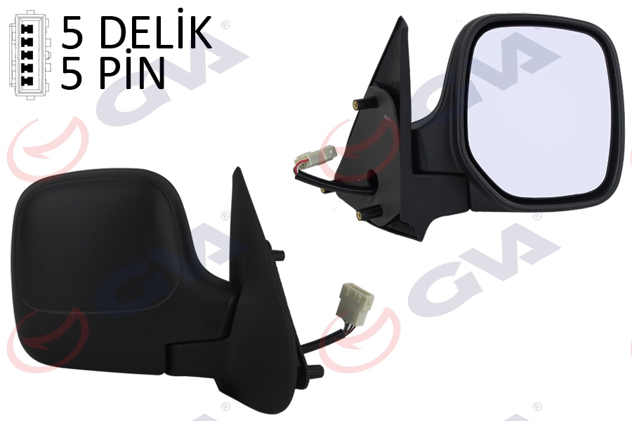 GVA DIŞ DİKİZ AYNASI SAĞ BERLINGO-PARTNER 97 ELEKTRİKLİ ISITMALI KONVEKS 5 FİŞ VM-118EHR OEM: 8148.PP-8148.PC-8143.HS - GVA 1045112 kodlu oto yedek parça görseli