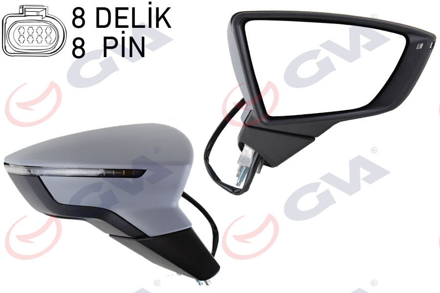 GVA DIŞ DİKİZ AYNASI SAĞ LEON 12 ELEKTRİKLİ KATLANIR ISITMALI SENSÖRLÜ SİNYALLİ ASTARLI KONVEKS VM-367EBR 5F1857508P OEM: 5F1857508P - GVA 1061614 kodlu oto yedek parça görseli