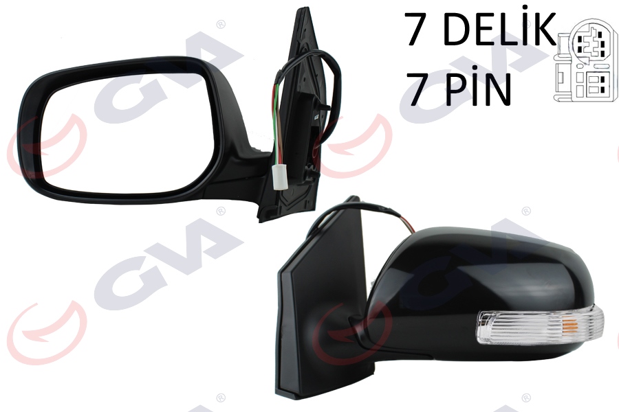 GVA DIŞ DİKİZ AYNASI SOL COROLLA 08 ELEKTRİKLİ ISITMALI KATLANIR SİNYALLİ ASTARLI KONVEKS 7 FİŞ VM-6263EBL OEM: 8794002780 - GVA 1071132 kodlu oto yedek parça görseli