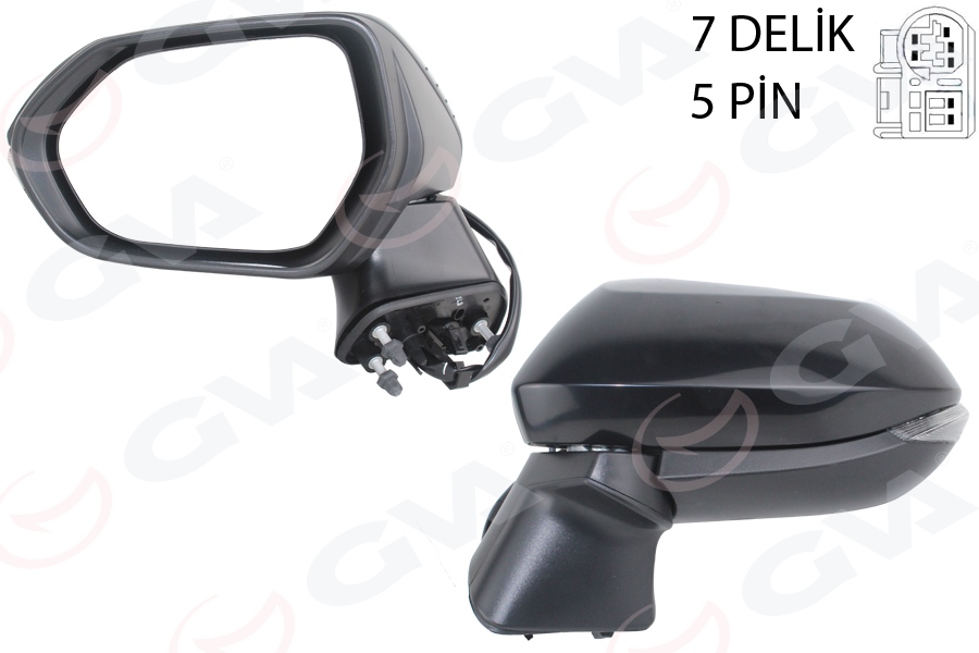 GVA DIŞ DİKİZ AYNASI SOL ELEKTİKLİ SİNYALLİ KONV SİYAH 5 PİN Lİ TOYOTA COROLLA 19- 8794002924 OEM: 8794002924 - GVA 1071145 kodlu oto yedek parça görseli