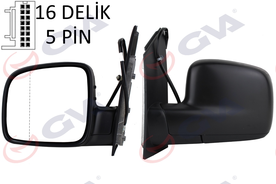 GVA DIŞ DİKİZ AYNASI SOL CADDY 04 ELEKTRİKLİ ISITMALI ASFERİK 5 FİŞ VM-375EHAL OEM: 2K1857507A9B9 - GVA 1075136 kodlu oto yedek parça görseli