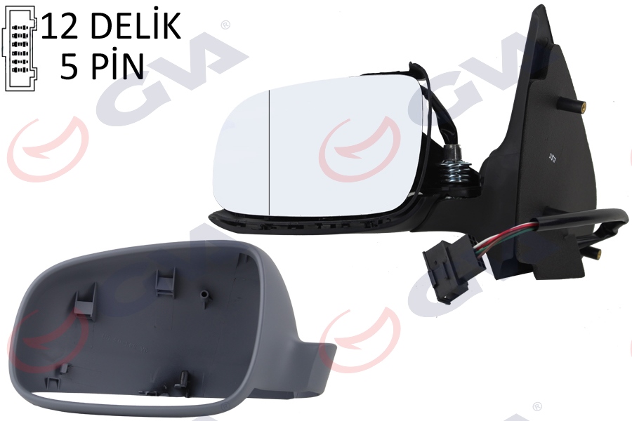 GVA DIŞ DİKİZ AYNASI SOL POLO 00 ELEKTRİKLİ ISITMALI ASTARLI ASFERİK 5 FİŞ VM-192EHAL OEM: 6Q1857507G-6Q0857537A - GVA 1075426 kodlu oto yedek parça görseli