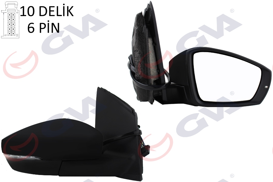 GVA DIŞ DİKİZ AYNASI SAĞ POLO 09 ELEKTRİKLİ ISITMALI SİNYALLİ ASFERİK 6 FİŞ VM-388NEHR 6R1857508K-6R1857508M OEM: 6R1857508K-6R1857508M - GVA 1075456 kodlu oto yedek parça görseli